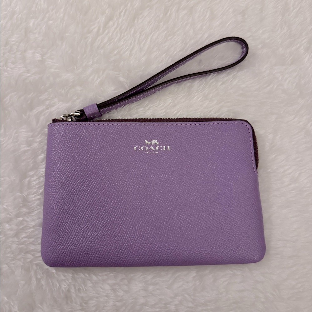 Coach Corner Zip Wristlet Purple